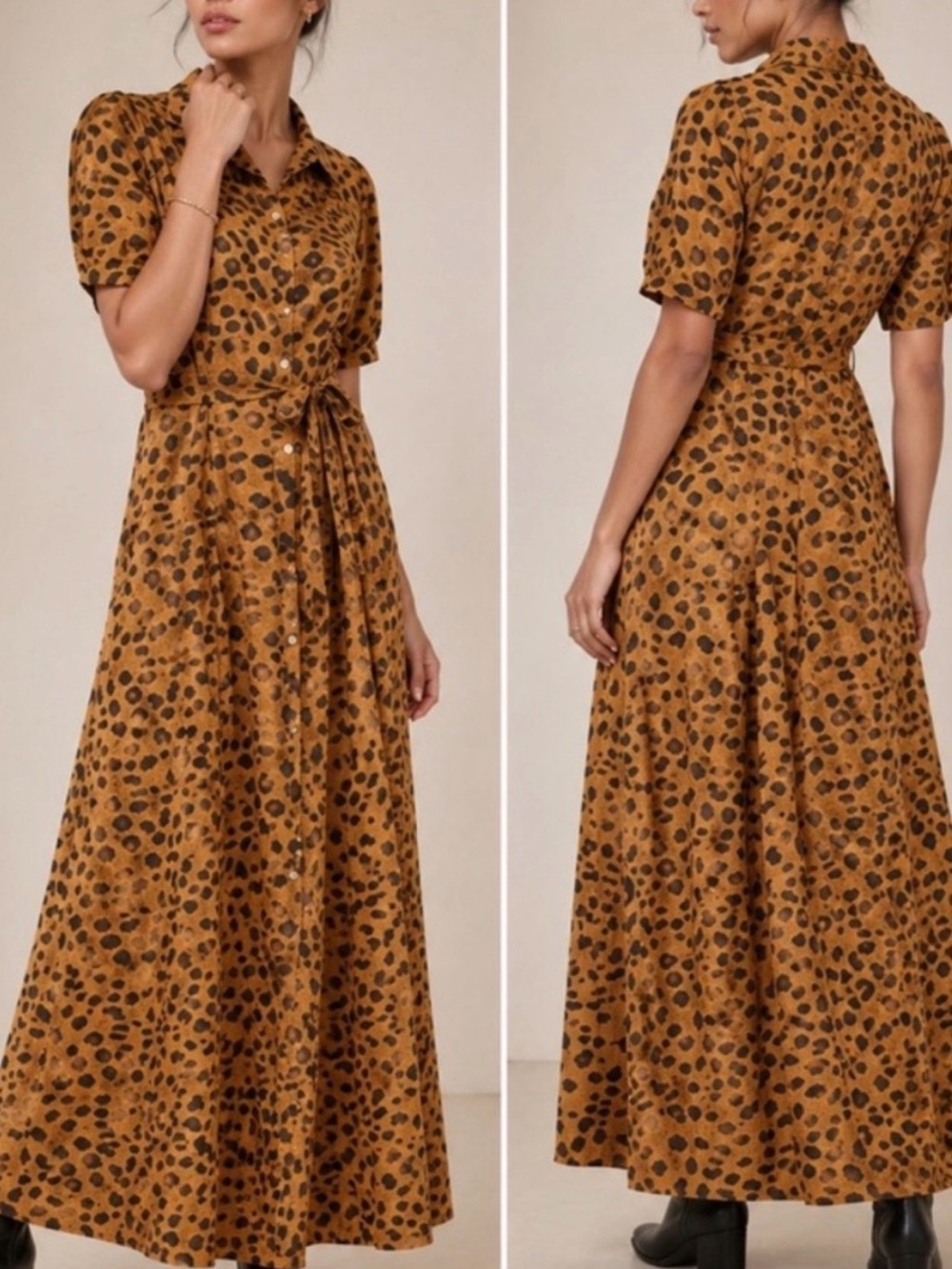 Anthropologie Porridge Leopard Print Button-Front Maxi Dress 4